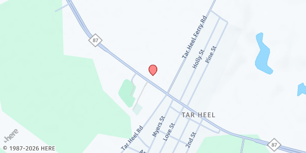 Map showing Faith & Deliverance Ministries, Inc. at 14786 NC Hwy. 87 N., Tar Heel, NC