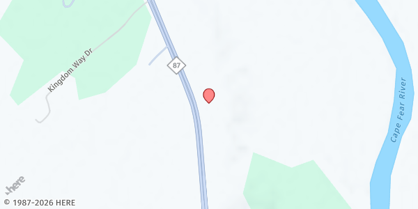 Map showing Joy Fellowship Outreach Ministry at 18336 NC Hwy. 87 W., Tar Heel, NC