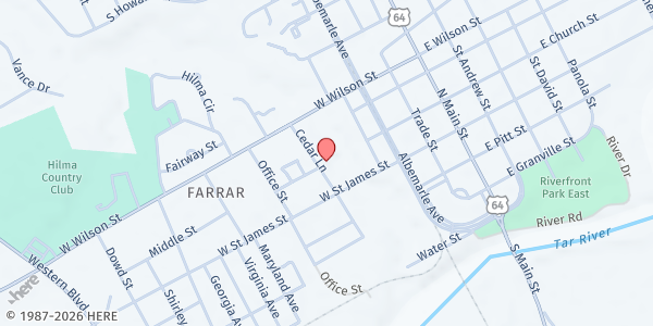 Map showing Tarboro Community Outreach at 701 Cedar Ln, Tarboro, NC