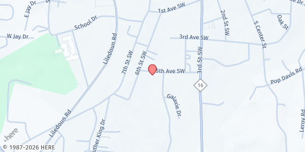 Map showing Christian Crisis Center at 215 5th Ave SW, Taylorsville, NC