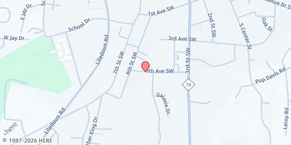 Map showing Christian Crisis Center - Food Distribution Center at 215 5th Ave SW, Taylorsville, NC