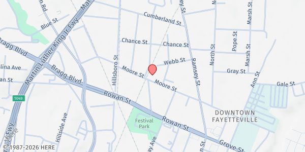 Map showing Open Arms Community Church at 342 Moore Street, Terry Sanford, NC