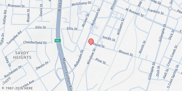 Map showing Salvation Army - Terry Sanford at 433 Robeson Street, Terry Sanford, NC