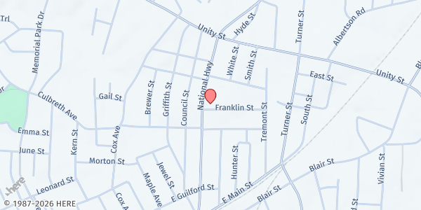 Map showing New Temple House of Provisions at 403 National Hwy., Thomasville, NC