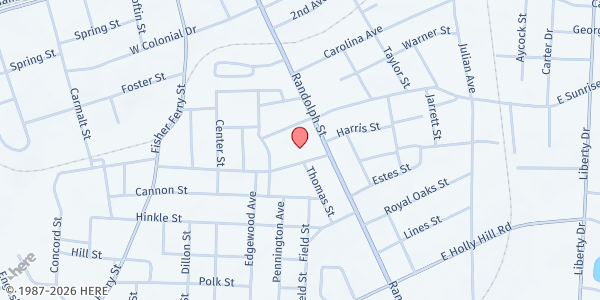 Map showing The Salvation Army - Lexington at 10 Pine St., Thomasville, NC