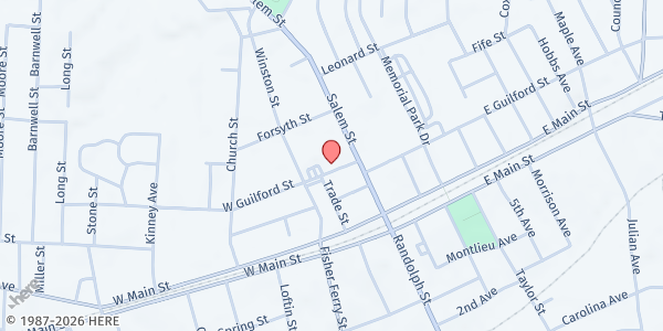 Map showing Thomasville Community Ministry at 10 W Guilford St, Thomasville, NC