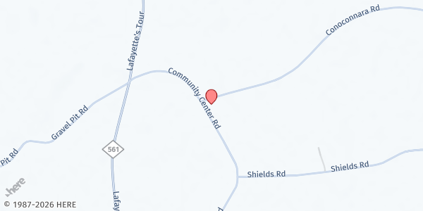 Map showing Concerned Citizens of Tillery - Community Center at 321 Community Center Rd., Tillery, NC