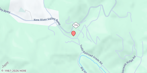 Map showing Blackburns' Chapel UMC at 3986 Todd Railroad Grade Rd., Todd, NC