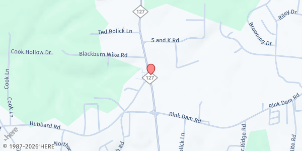 Map showing Mt Pisgah Lutheran Church at 9379 North Carolina 127, Township of Taylorsville, NC