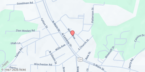Map showing H.E.L.P. Ministries of Troutman at 200 Morgan St., Troutman, NC