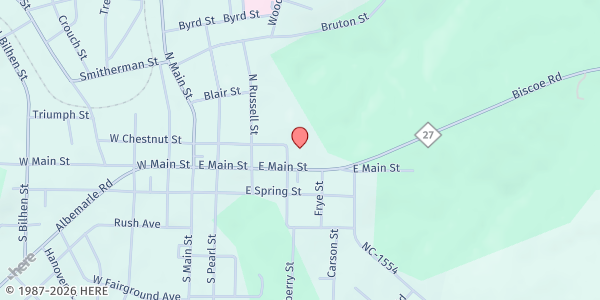 Map showing First Baptist Church Troy - Food Pantry at 401 E. Main St., Troy, NC
