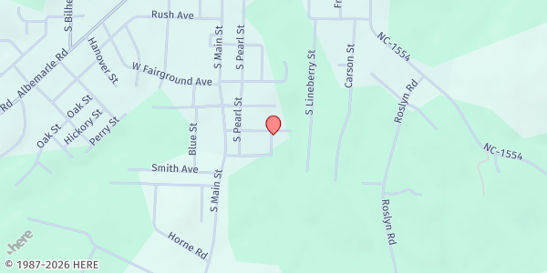 Map showing Rose Sharon Church at 715 S Russell St, Troy, NC