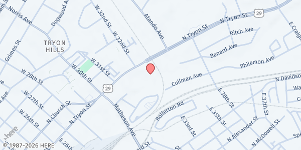 Map showing Hearts United for Good - Tryon Hills at 2920 North Tryon Street, Tryon Hills, NC