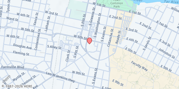 Map showing Jarvis Memorial United Methodist Church at 510 South Washington Street, Uptown District, NC