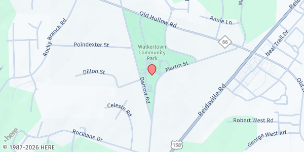 Map showing Morris Chapel United Methodist Church at 2715 Darrow Rd., Walkertown, NC