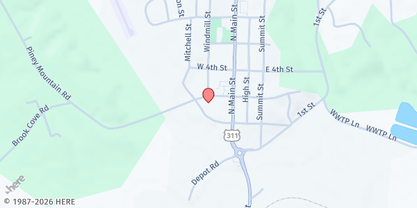 Map showing East Stokes Outreach Ministry at 301 West Third St, Walnut Cove, NC