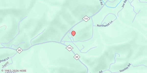 Map showing Warrensville Baptist Church at 130 Church St, Warrensville, NC