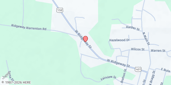 Map showing Loaves and Fishes Ministries Warren at 538 W. Ridgeway St., Warrenton, NC