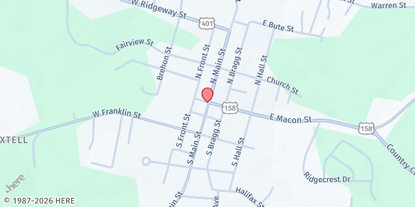 Map showing United Solid Rock Faith at 1020 US Hwy. 158 W. Business, Warrenton, NC
