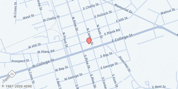 Map showing Eastern Baptist Association at 1333 W. Charity Rd., Warsaw, NC