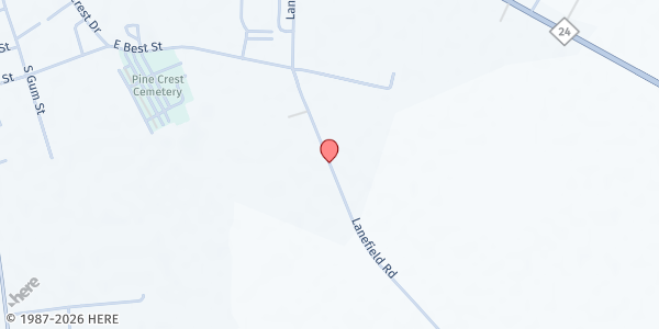 Map showing Mt. Zion United Holy Church of Warsaw N.C. at 250 Lanefield Rd., Warsaw, NC