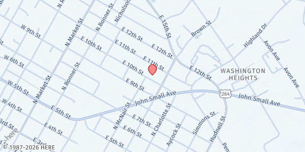 Map showing 1st Church of Christ Manna Ministries at 520 E. 10th St., Washington, NC