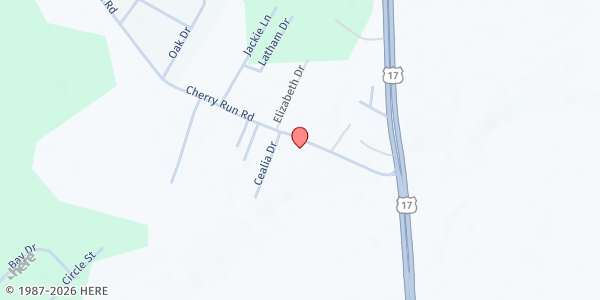 Map showing Beebe Chapel CME Church at 239 Cherry Run Road, Washington, NC