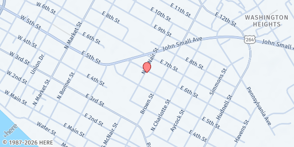 Map showing Maranatha Seventh Day Adventist Church at 501 East 6th Street, Washington, NC