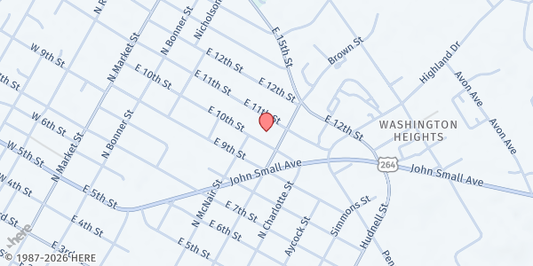 Map showing MFP First Church of Christ at 520 East 10th Street, Washington, NC