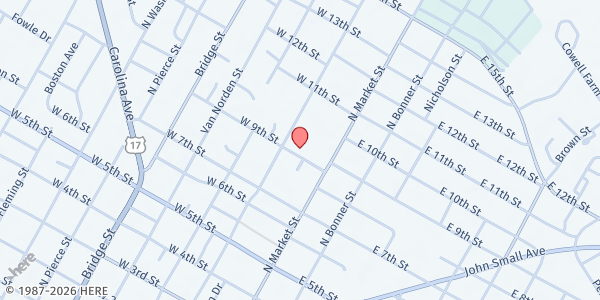 Map showing Mother of Mercy at 112 West 9th Street, Washington, NC