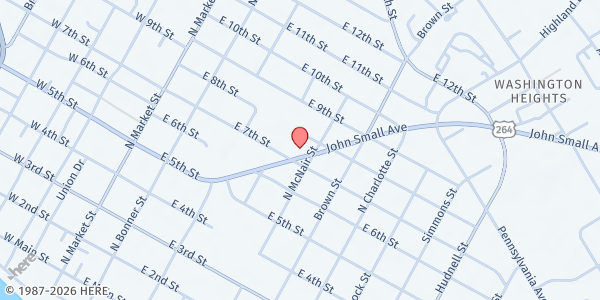 Map showing Restoration Ministries Food Pantry at 704 John Small Ave., Washington, NC