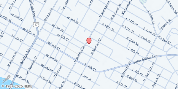 Map showing The Salvation Army of Beaufort County at 112 East 7th Street, Washington, NC