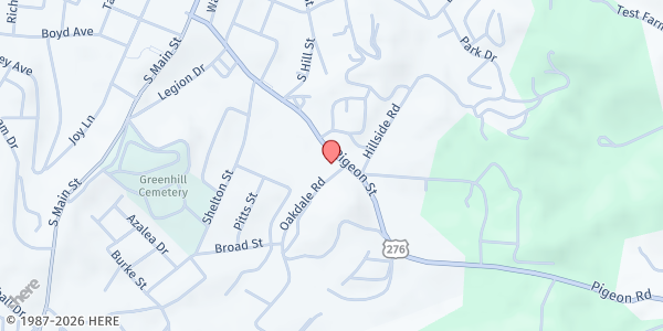 Map showing Pigeon Community Multicultural Development Center at 450 Pigeon Street, Waynesville, NC