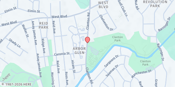 Map showing Arbor Glen Recreation Center at 1520 Clanton Road, West Blvd, NC