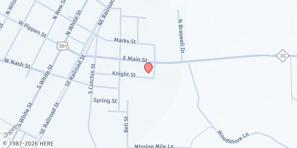 Map showing House of Resurrection at 102 S. King St., Whitakers, NC