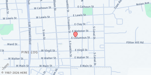 Map showing Harvest Table at 213 E. Columbus St., Whiteville, NC