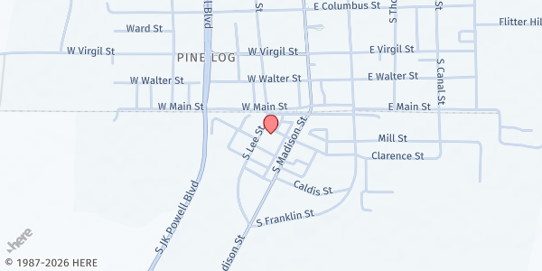 Map showing Help Mission/Whiteville at 127 W. Commerce St., Whiteville, NC