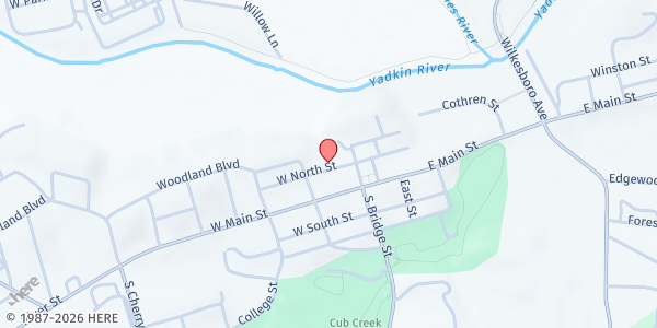 Map showing Blue Ridge Opportunity Commission Central Office at 710 Veterans Dr. N., Wilkesboro, NC