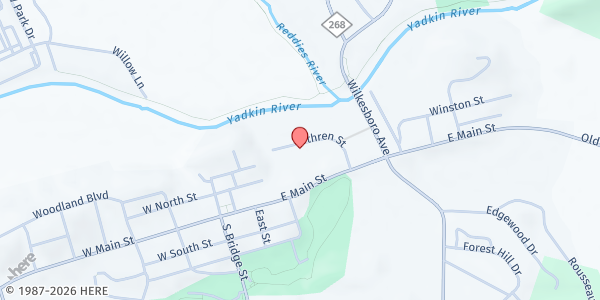 Map showing Ministerio Emmanuel at 311 Cothren St., Wilkesboro, NC