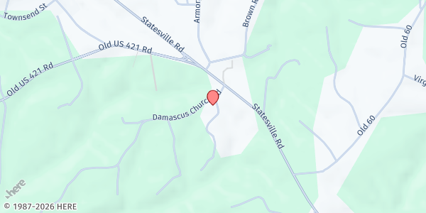 Map showing New Damascus Baptist Church at 161 Damascus Church Rd, Wilkesboro, NC