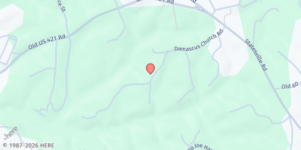 Map showing New Damascus Baptist Church Food Pantry at 161 Damascus Church Rd., Wilkesboro, NC