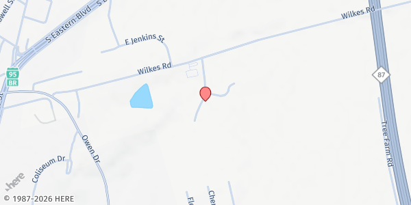 Map showing Myrover- Reese Fellowship Homes, Inc. at 560 Wilkes Rd., Williams Village, NC