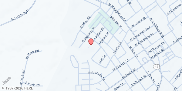 Map showing Bibleway Project Relief - Center Street at 301 Center St., Williamston, NC