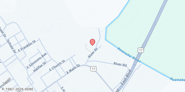 Map showing CSFP Martin County at 102 River Dr, Williamston, NC