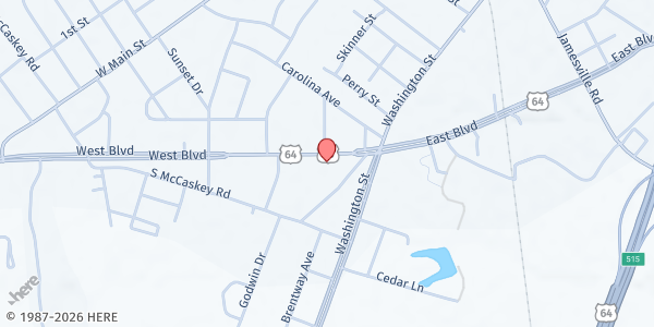 Map showing Unlimited Care at 111 W. Blvd., Williamston, NC