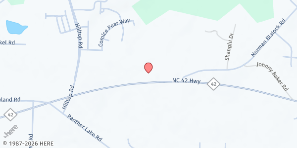 Map showing Church of God of Prophecy at 2317 North Carolina 42, Willow Spring, NC