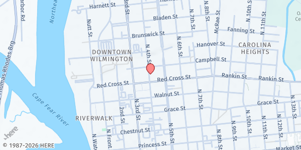 Map showing Bethesda Christian Life Church at 506 North 4th Street, Wilmington, NC