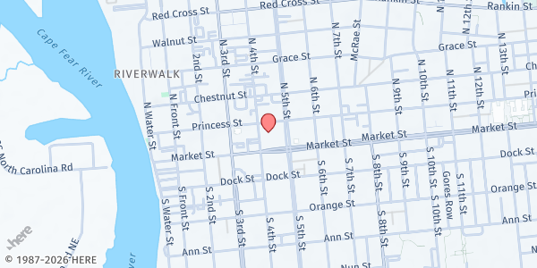 Map showing Catholic Charities - Wilmington at 20 N. 4th St., Wilmington, NC