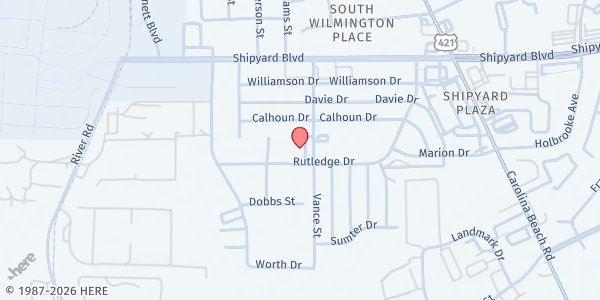 Map showing First Fruit Ministries Food Pantry at 2750 Vance St., Wilmington, NC