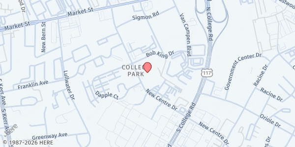 Map showing First in Families Food Pantry at 5041 New Center Dr., Wilmington, NC